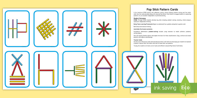 Pop Stick Pattern Cards (Teacher-Made) - Twinkl