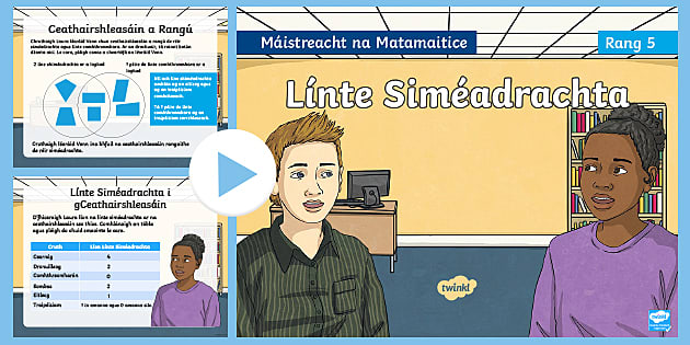 Line Of Symmetry Maths Mastery PowerPoint Gaeilge - Twinkl