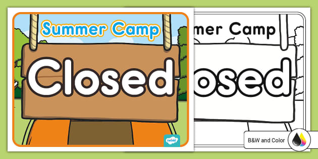 Summer Camp Dramatic Play Closed Sign teacher made