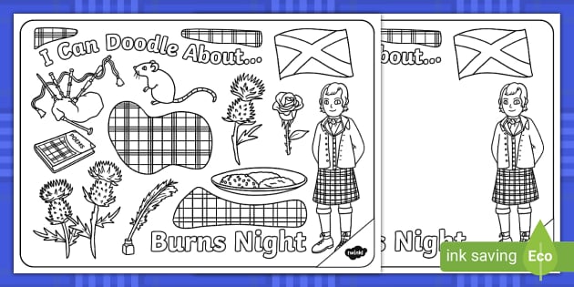 I Can Doodle About Burns Night Colouring Pages - Twinkl