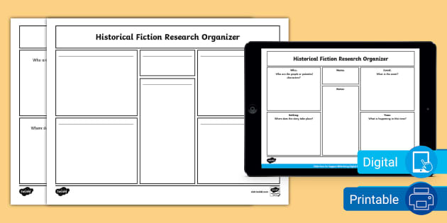 Sixth Grade Historical Fiction Research Organizer - Twinkl
