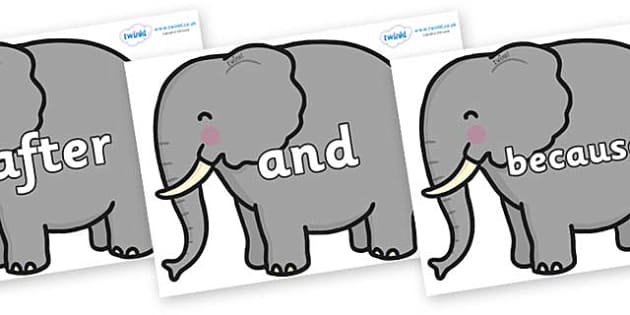 FREE! - Connectives on Elephants (teacher made) - Twinkl