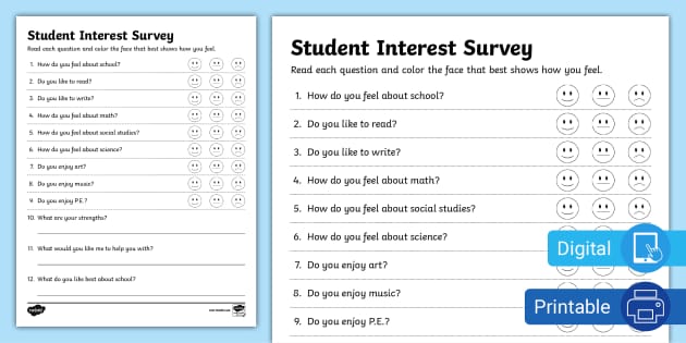 Student Interest Survey 3rd Grade Resource Twinkl USA   Us C 53 Back To School Student Interest Survey Activity Sheet Ver 2 