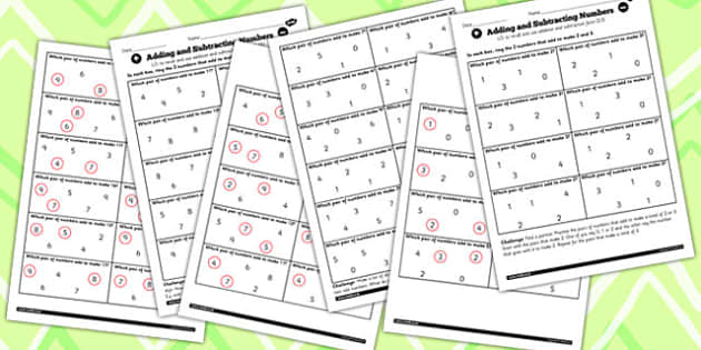  Mixed Number Facts To 20 Finding Pairs Worksheet Pack Pack