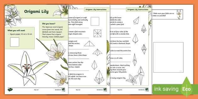 FREE! - How to Make an Origami Lily Craft Activity
