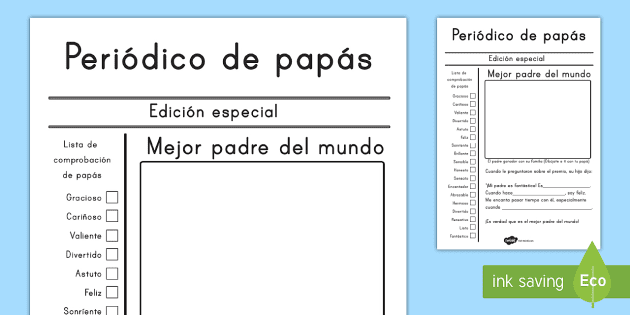 Ficha de actividad: Periódico de papás - Día del Padre