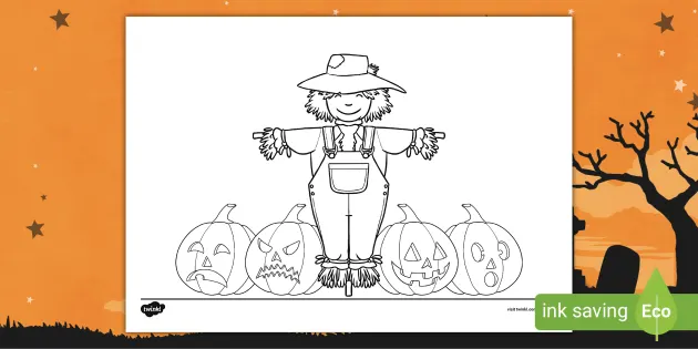 Scarecrow With Pumpkins Coloring Pages