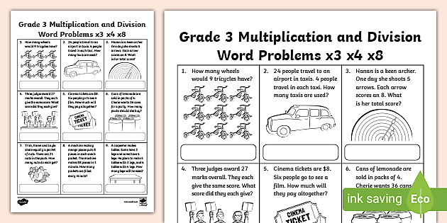 division and multiplication activity 3rd grade math
