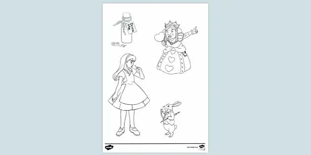 alice in wonderland characters drawing