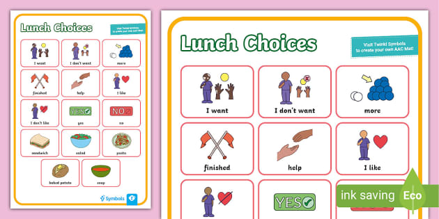 Twinkl Symbols: Lunch Choices AAC Mat (teacher made)