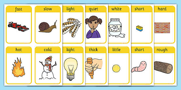 Opposites Flashcards Matching Cards Primary
