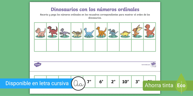 ficha de carrera de numeros ordinales