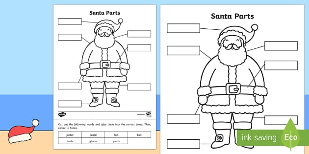 Describe Santa's Clothes Worksheet (teacher made) - Twinkl