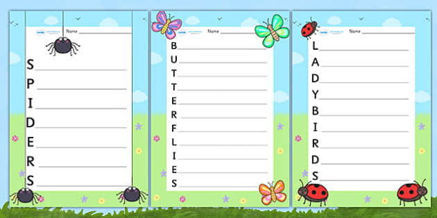 Minibeast Acrostic Poem Pack - Minibeast poem resource