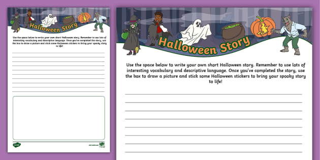 Halloween Writing: Sticker Story Activity (teacher made)