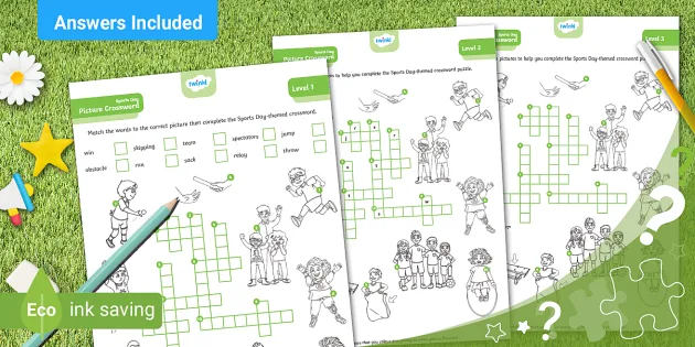 Sports Day Picture Crossword Puzzle - AL - Twinkl Puzzled
