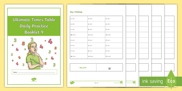 Ultimate Times Table Daily Practice 9 Booklet - - Twinkl