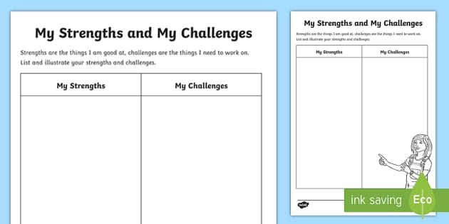My Strengths and Challenges Worksheet / Worksheet