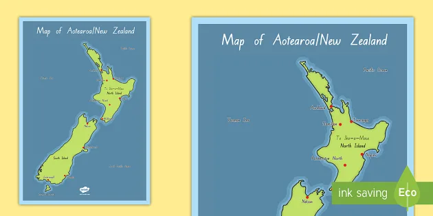 New Zealand World Map Display Poster