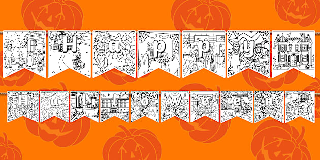 Happy Halloween Colouring Display Bunting Happy Halloween Colouring Display Bunting