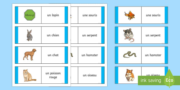 Animal Card Game French (teacher made) - Twinkl