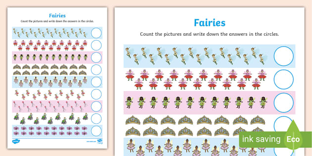 👉 Fairies Counting 11-20 Worksheet (teacher made)