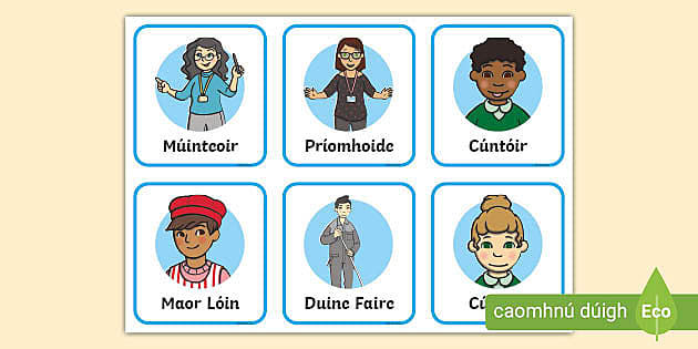 School Role Play Badges Gaeilge (Hecho por educadores)