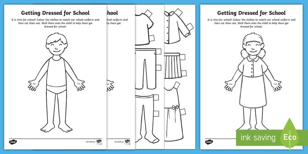 Getting Dressed For School Paper Dolls Activity