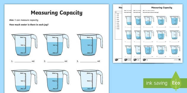 Year 2 Measure Capacity Differentiated Activity Sheets - reading