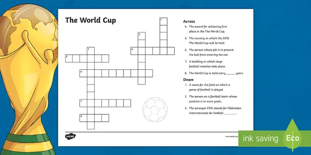 3-6 The World Cup Crossword (teacher made) - Twinkl