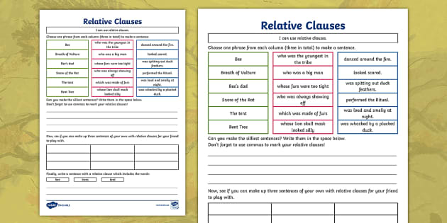Stone Age Relative Clauses Game Relative Clauses Games