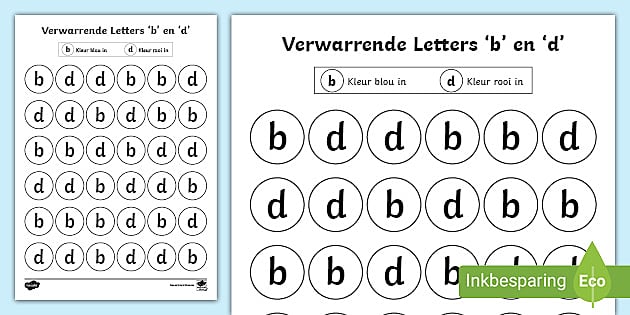 Verwarrende Letters B En D Inkleur Aktiwiteit