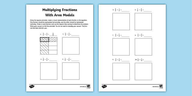 Multiplying Fractions With Area Models for 3rd 5th Grade