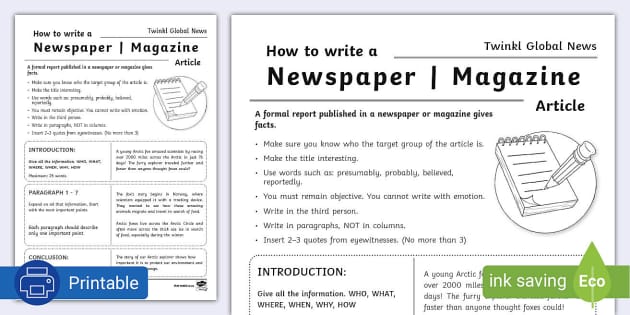 how to write a newspaper article for school essay