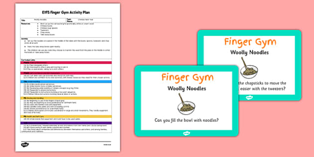 Eyfs Woolly Noodles Finger Gym Activity Plan And Prompt Card Pack