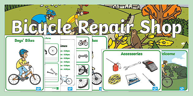 Bicycle Repair Shop Role Play Pack teacher made Twinkl