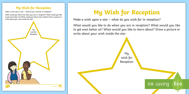 Wish upon a star' classroom display. Wishes written on shooting stars