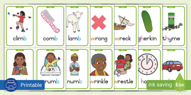 Grade 3: Phonics: Silent B, W, H: Flashcards (teacher Made)