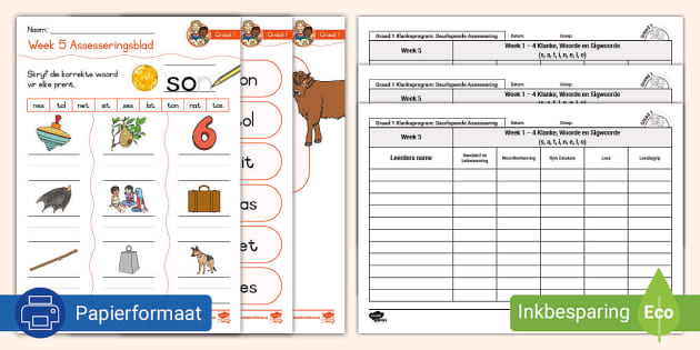 Graad 1 Klankeprogram Week 5 Assesseringspakket - Twinkl