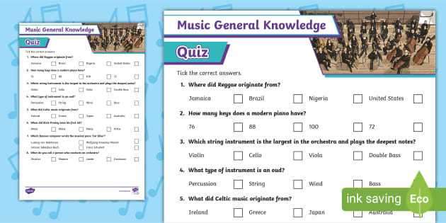 Music General Knowledge Quiz (teacher made) - Twinkl