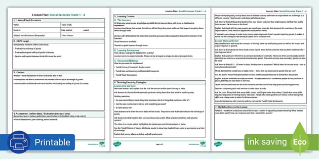 Grade 6 Trade Lesson Plan Hourly Lessons Teacher Made