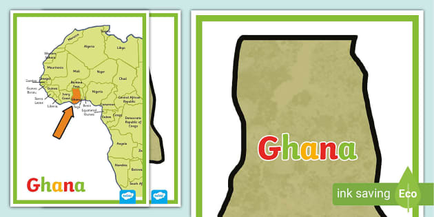 Ghana Map (teacher made) - Twinkl