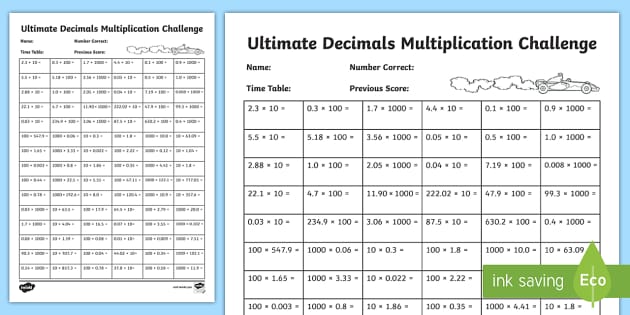 ultimate decimals multiplication challenge worksheet