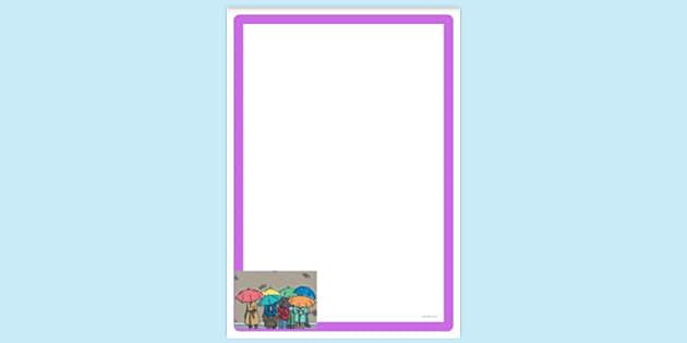 FREE! - Simple Blank Rainy Day Page Border | Page Borders | Twinkl