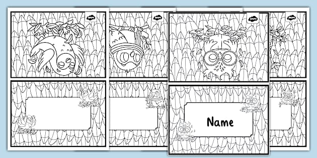 Owl Colouring Name Tents (teacher made) - Twinkl