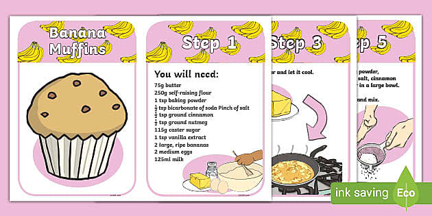Making Banana Muffins Recipe Cards