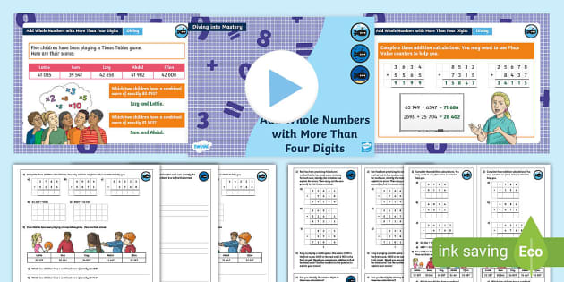 👉 White Rose Maths Supporting Y5 Add Whole Numbers Column Method