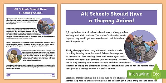 All Schools Should Have a Therapy Animal Persuasive Writing