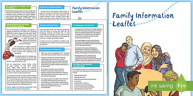 Family Staff Information Leaflet - Twinkl - Staff Wellbeing