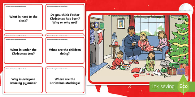 Christmas Aistear Christmas Morning Scene and Question Cards